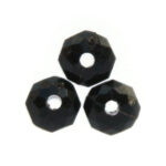 Rondelle kraal, acryl, facet, 6x3mm, Zwart, 50 gr