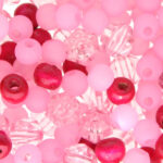 Roze acryl en houtmix, 6-10mm, 50 gr