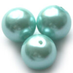 Ronde glasparel, 12mm, Turquoise, 50 st
