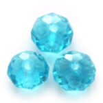 Rondelle kraal, kristal, facet, 6x8mm, Turquoise, 70 st
