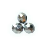 Rondelle kraal, kristal, facet, 3x4mm, Zilver, 90 st