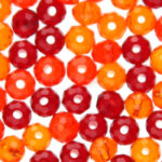 Rondelle kraal, kristal, facet, 3x4mm, Rood/Oranje mix (geen fot