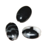 Ovalen black and white stone DQ, 14x10mm, 10 st