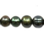 Zoetwater parel, rond, natuurlijk gevormd, 6-7mm, Army groen, 30