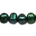 Zoetwater parel, rond, natuurlijk gevormd, 6-7mm, Groen, 30 st
