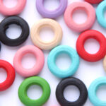 Houten ringen, multi colour, 15mm, 50 st