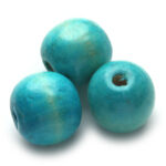 Ronde houten kraal, 15mm, Turquoise, 100 st