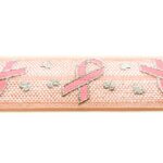 Ibiza elastiek, Zilverprint, Pink Ribbon, 16mm, Roze, 1 m