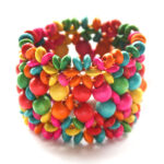 Houten armband, multicolour, elastisch, 1 st