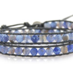 Friendship bracelet, leer, Blue fire Agaat, 40cm, 1 st