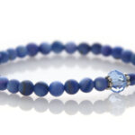 Armband, parelmoerkralen met kristal, Blauw, 1 st