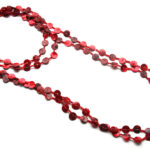 Schelpketting kleine rondjes, 140 cm, 2 strengen, rood