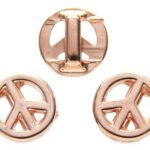 Schuiver, DQ metaal, Peace, opening 10X2,5mm, 18mm, Rose Gold, 3