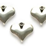 Hartvormige hanger/bedel DQ, 17x15mm, Antiek zilver, 5 st