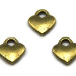 Hartje, kleine metalen bedel, 8x7mm, Brons, 25 st