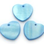 Hartvormige parelmoer hanger, 24mm, Blauw, 10 st