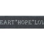 Plat naamleer, Love/Heart/Hope, 10x1mm, Zwart/Zilver, 1 m