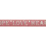 Plat naamleer, Love/Heart/Hope, 5x1mm, Roze/Zilver, 1 m