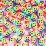 Polymeer kleikralen, Smiley regenboog, mix, 10mm, Multi Colour, 10 st