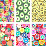 Smileys, Avocado’s, Fruit, Bloemetjes en Hartjesmix kralenset – Unieke mix 75 stuks – Regenboog kleuren – 7mm en 10mm kralen – Acryl en Polymeer klei