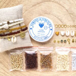 DIY startpakket armbandjes (4mm kraal), Goud, oker, bruin, ivoor