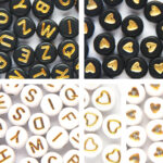 Letterkralen set met hartjes – Unieke mix 450 stuks – Zwart/Goud & Wit/Goud – 7mm kraal