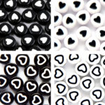 Symbolenkralen set – Hartjes – Unieke mix 200 stuks – Zwart/Wit – Wit/Zwart – 7mm kraal
