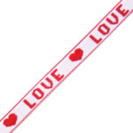 Festival lint – Love, 10mm, Wit/Rood, 1 m