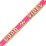 Festival lint – Good Vibes, 10mm, Roze/Groen, 1 m
