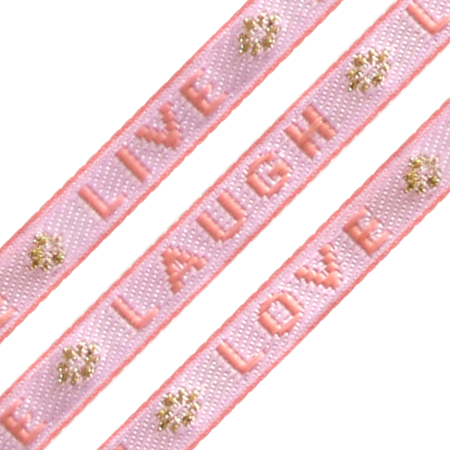 Festival lint – Live laugh love, 10mm, Roze/Goud, 1 m